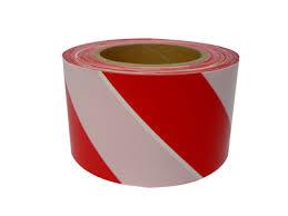 BARRIER TAPE RED/WHITE 75MM X 100M