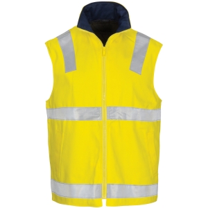DNC COTTON DRILL REVERSIBLE VEST WITH R/TAPE 3765
