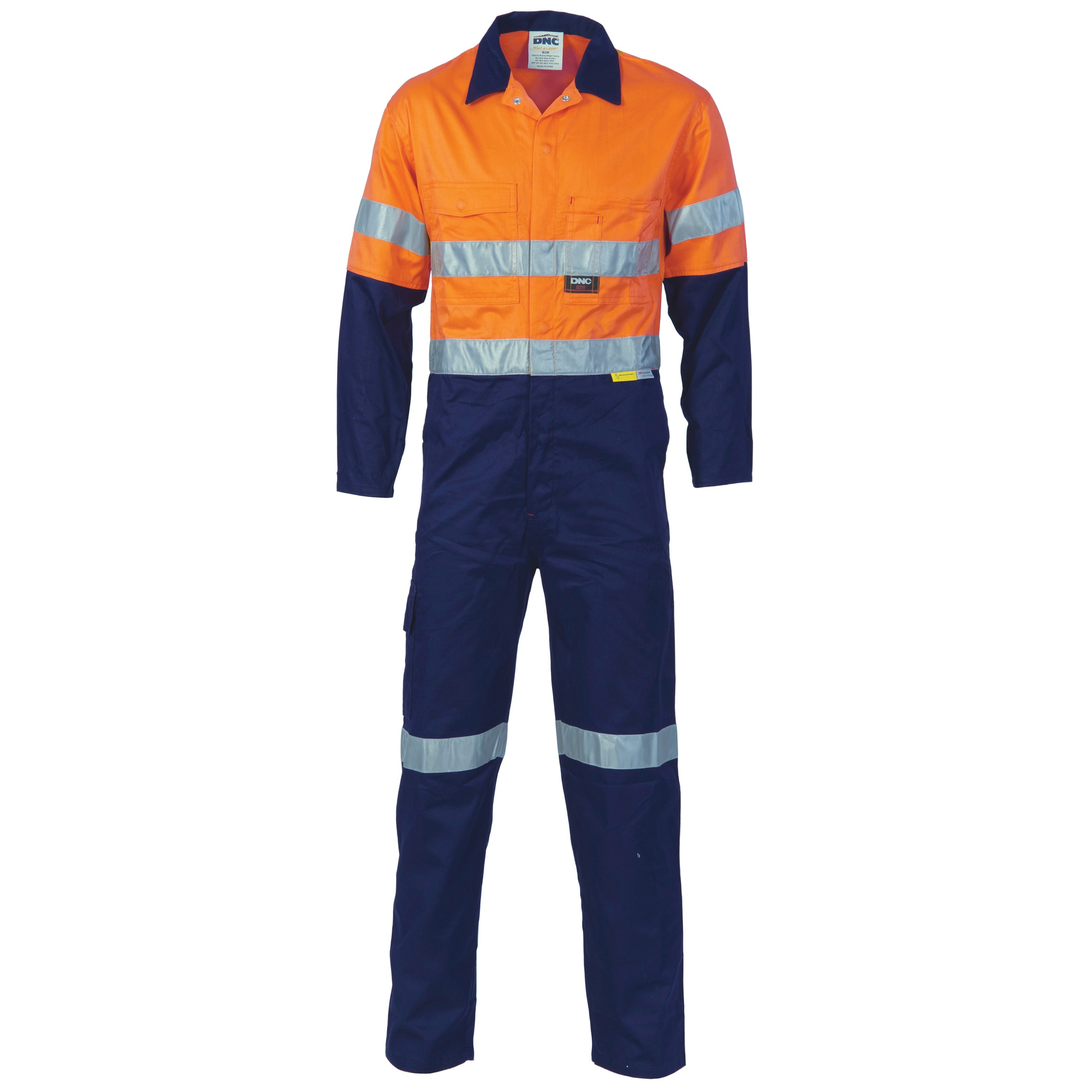 DNC HIVIS 2 TONE COTTON DRILL COVERALL WITH 3M R/TAPE 311gsm 3855