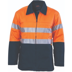 DNC HIVIS ORANGE/NAVY PROTECTOR DRILL JACKET WITH 3M R/TAPE 3858