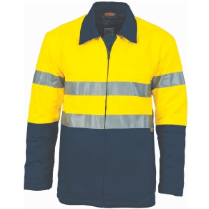 DNC HIVIS YELLOW/NAVY PROTECTOR DRILL JACKET WITH 3M R/TAPE 3858