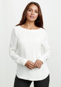 BIZ COLLECTION MADISON BOATNECK LADIES LONG SLEEVE BLOUSE S828LL