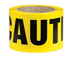 BARRIER TAPE CAUTION YELLOW 75MM X 100M