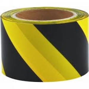 Barrier Tape Black/Yellow Caution Safety 75mmx100m 