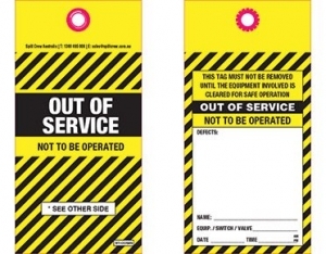 OUT OF SERVICE TAG - YELLOW PK100 - STC12575
