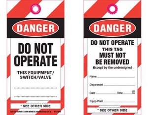 DANGER TAG - DO NOT OPERATE PK100 - STD12575